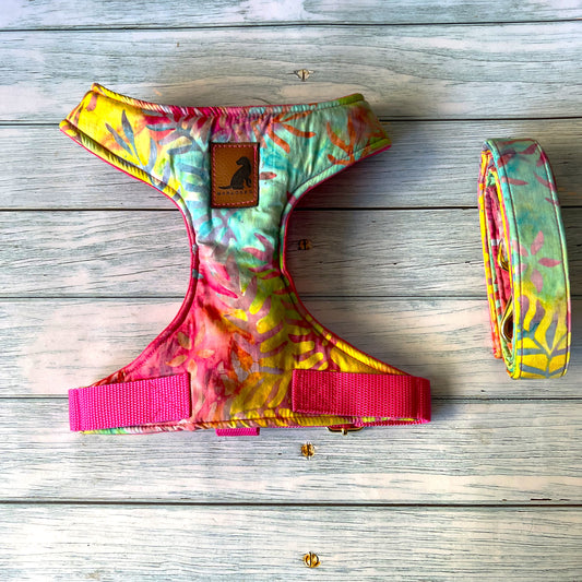 Conjunto Hippie Tropical para perros y gatos Arnes+Correa