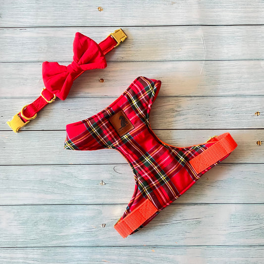 Conjunto Cuadrille para perros y gatos Arnes+Collar con Corbatin