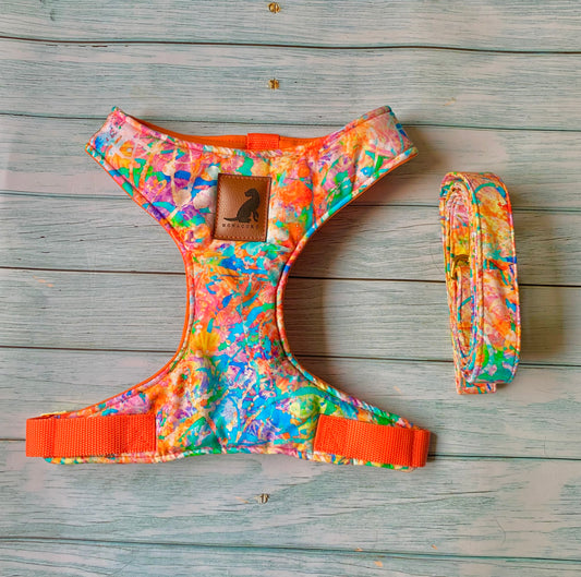Conjunto Print Amarillo para perros y gatos Arnes+Correa